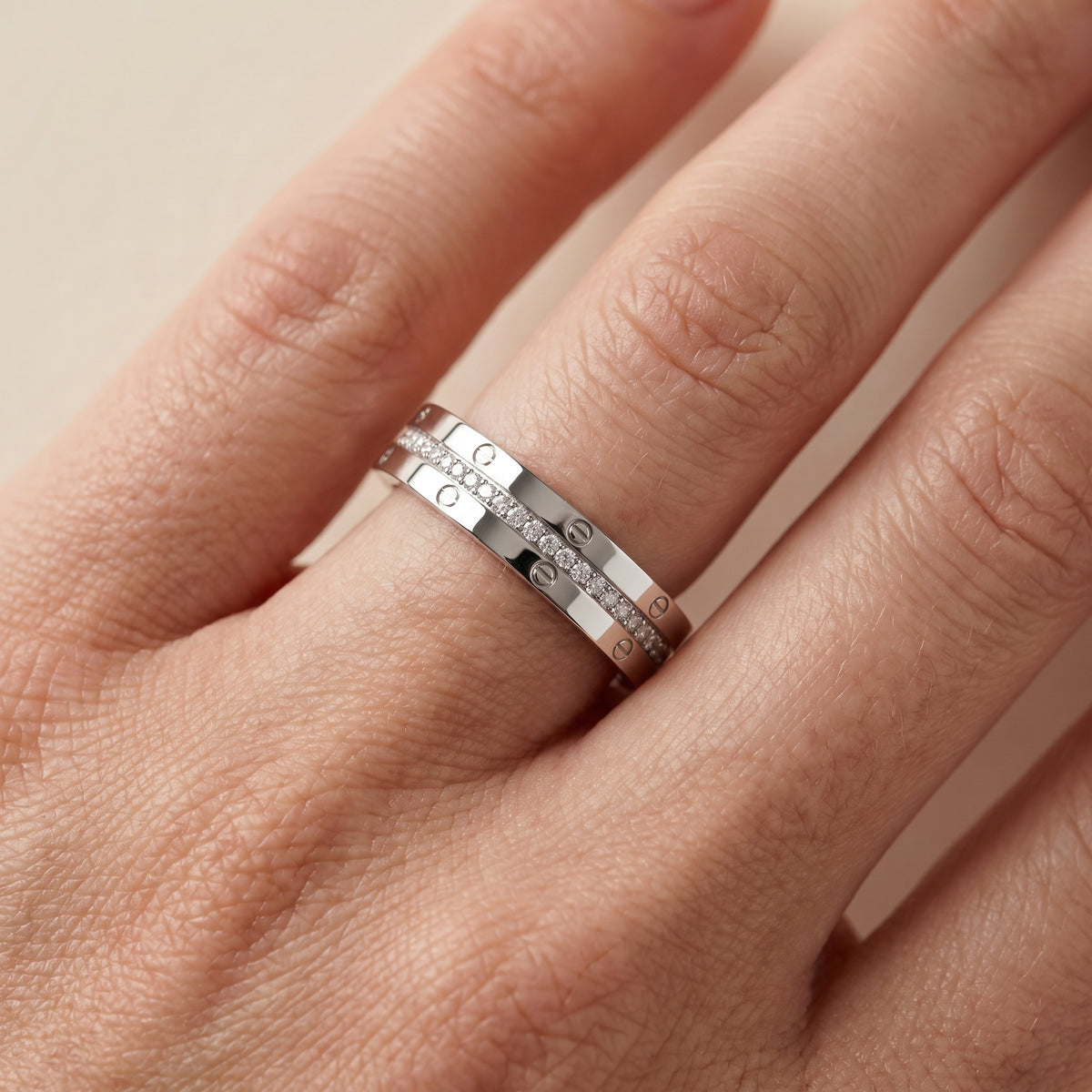 Elora Micropavé Round Diamond Eternity Band in Silver - lifestyle.jpg