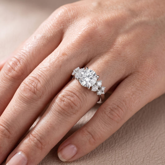 Mirabelle Cluster Round Diamond Engagement Ring in Platinum - lifestyle.jpg