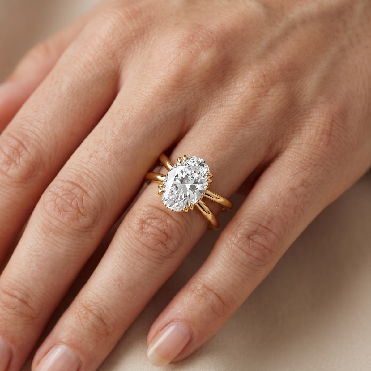 Yvonne Crossover Solitaire Oval Diamond Engagement Ring in Rose Gold - lifestyle.jpg
