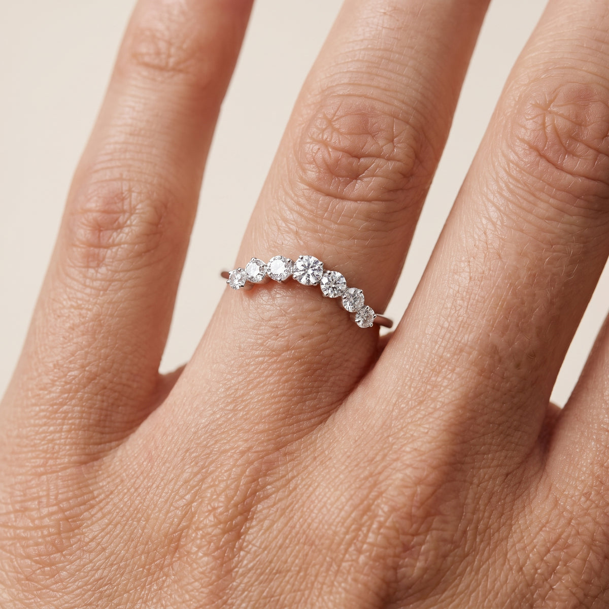 Victoria Curved Round Diamond Stackable Ring in Silver - lifestyle.jpg