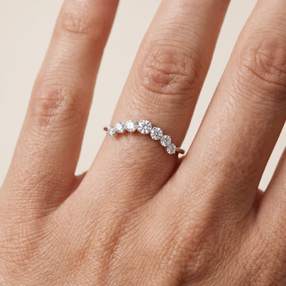 Victoria Curved Round Diamond Stackable Ring in Silver - lifestyle.jpg