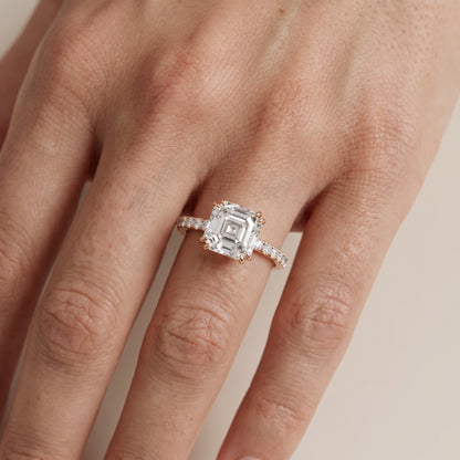 Novara Solitaire Pavé Asscher Diamond Ring in Rose Gold - lifestyle.jpg