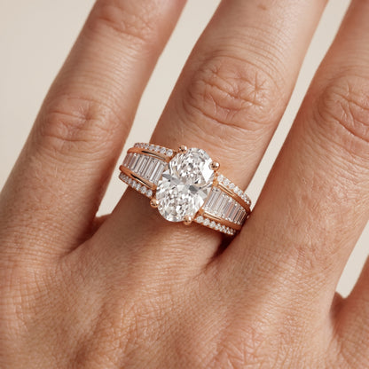 Halle Channel Set Baguette Accent Oval Diamond Engagement Ring in Rose Gold - lifestyle.jpg