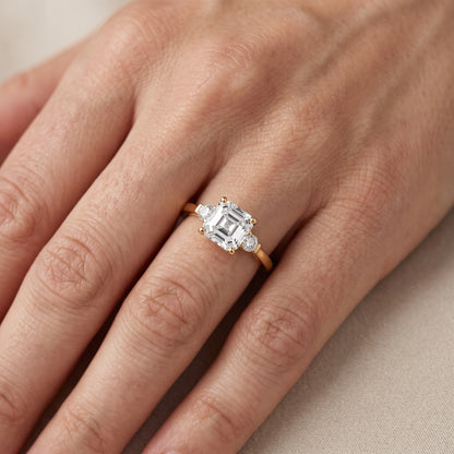 Micaela Three-Stone Asscher Diamond Engagement Ring in Platinum - lifestyle.jpg