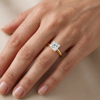 Clementine Solitaire Princess Diamond Engagement Ring in Platinum - lifestyle.jpg
