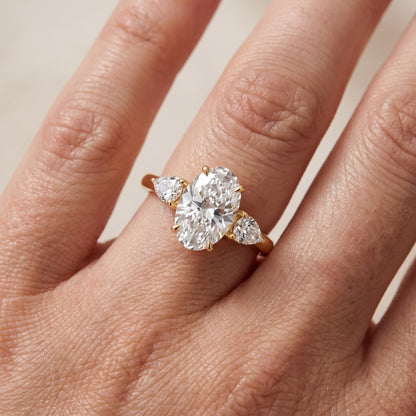 Phoebe Three-Stone Oval Diamond Ring in Yellow Gold - lifestyle.jpg
