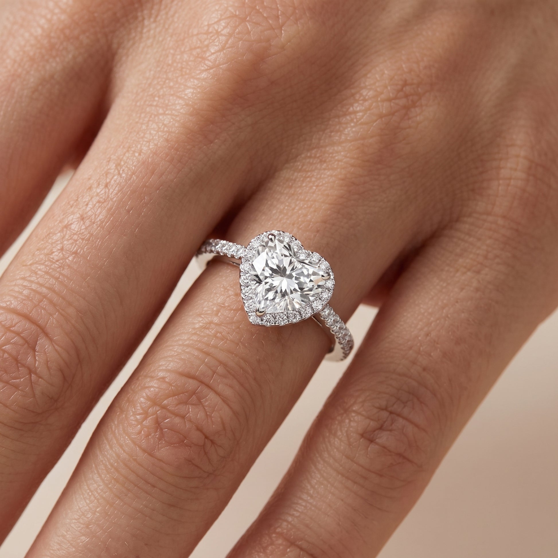 Willa Halo Micropavé Heart Diamond Engagement Ring in Platinum - lifestyle.jpg