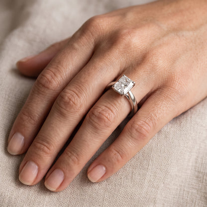 Lucia Solitaire Six-Prong Radiant Diamond Engagement Ring in Silver - lifestyle.jpg