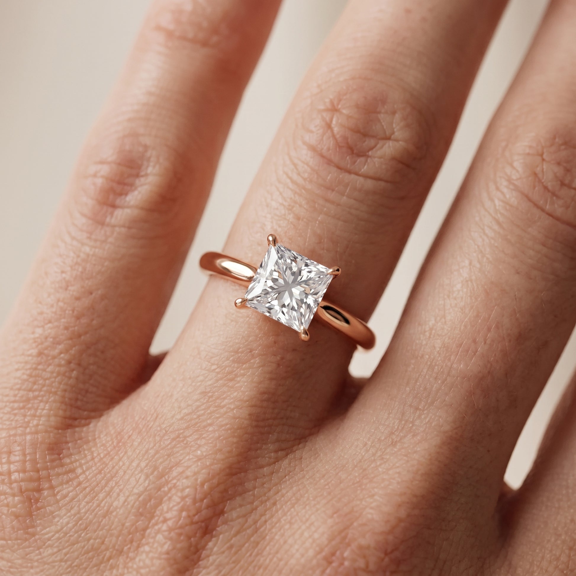 Kalia Knife Edge Solitaire Princess Diamond Engagement Ring in Rose Gold - lifestyle.jpg