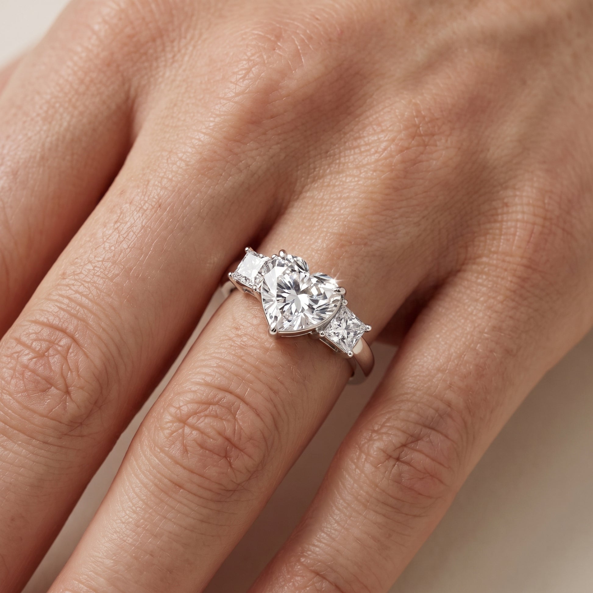 Selena Three-Stone Basket Heart Diamond Ring in White Gold - lifestyle.jpg