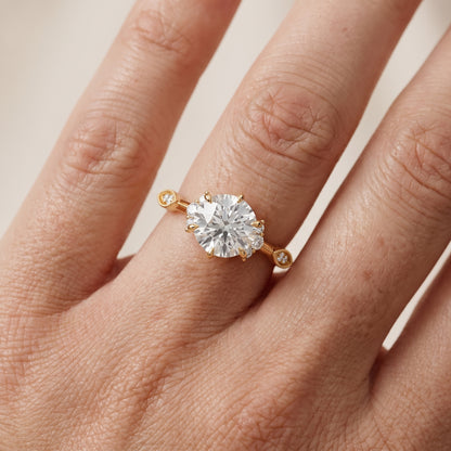 Naomi Vintage Milgrain Round Diamond Engagement Ring in Yellow Gold - lifestyle.jpg