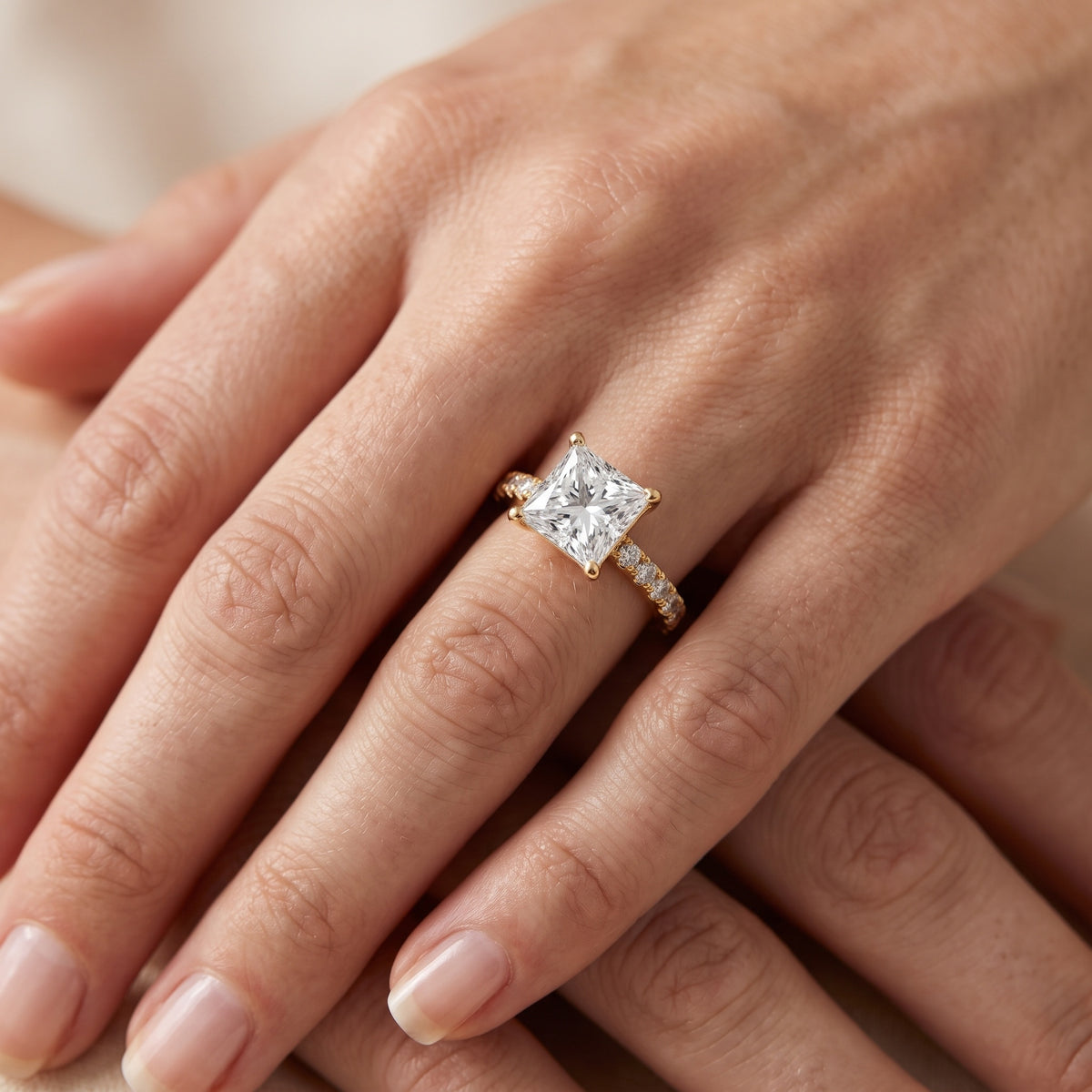 Elara Scalloped Pavé Princess Diamond Engagement Ring in Silver - lifestyle.jpg