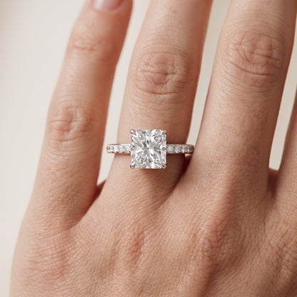 Aisha Pavé Solitaire Radiant Diamond Engagement Ring in Silver - lifestyle.jpg