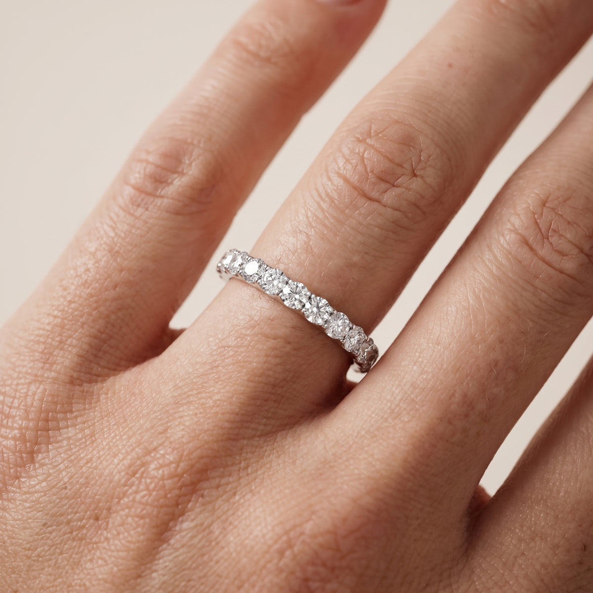 Blair French Pavé Round Diamond Eternity Band in Silver - lifestyle.jpg