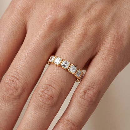 Scarlett Bezel Asscher Diamond Half Eternity Band in Yellow Gold - lifestyle.jpg