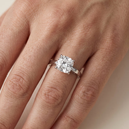 Kaia Solitaire Cushion Diamond Ring in Silver - lifestyle.jpg