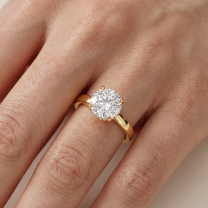 Lara Hidden Halo Round Diamond Engagement Ring in Yellow Gold - lifestyle.jpg