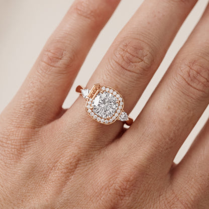Eliza Halo Sidestone Cushion Diamond Engagement Ring in Rose Gold - lifestyle.jpg