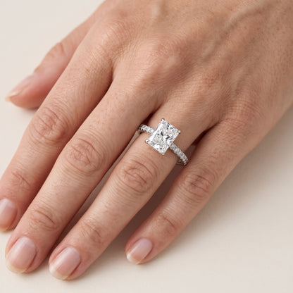 Thea Hidden Halo Pavé Radiant Diamond Engagement Ring in White Gold - lifestyle.jpg