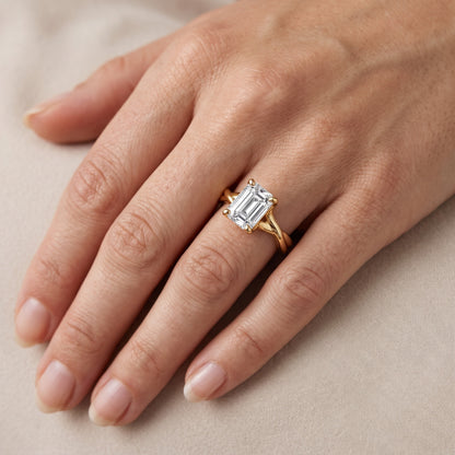 Rosa Twist Solitaire Emerald Diamond Engagement Ring in Rose Gold - lifestyle.jpg