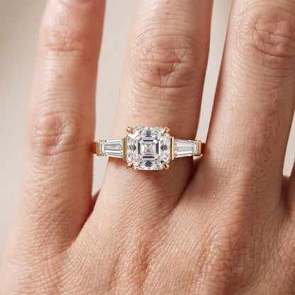 Zelda Tapered Baguette Asscher Diamond Engagement Ring in Yellow Gold - lifestyle.jpg