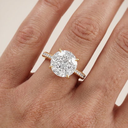 Skylar Twist Pavé Portuguese Cut Round Diamond Engagement Ring in Yellow Gold - lifestyle.jpg
