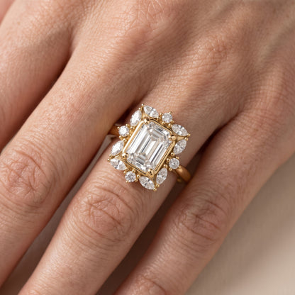 Brynn Starburst Cluster Emerald Diamond Engagement Ring in White Gold - lifestyle.jpg