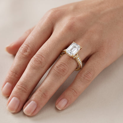 Anabelle Statement Pavé Emerald Diamond Engagement Ring in Platinum - lifestyle.jpg