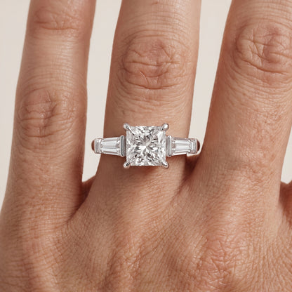 Layla Tapered Baguette Princess Diamond Ring in Silver - lifestyle.jpg