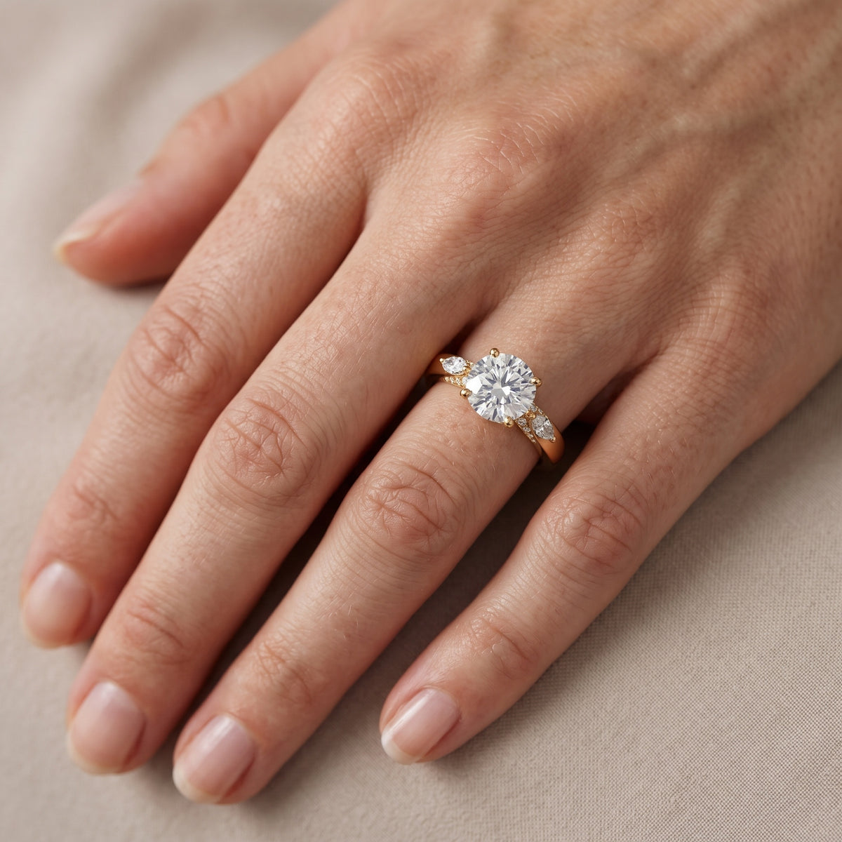 Tahoe Marquise-Side Pavé Round Diamond Engagement Ring in Yellow Gold - lifestyle.jpg