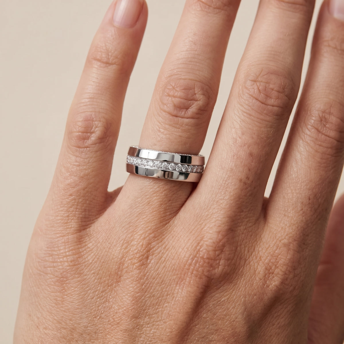 Lillian Micropavé Round Diamond Eternity Band in Silver - lifestyle.jpg