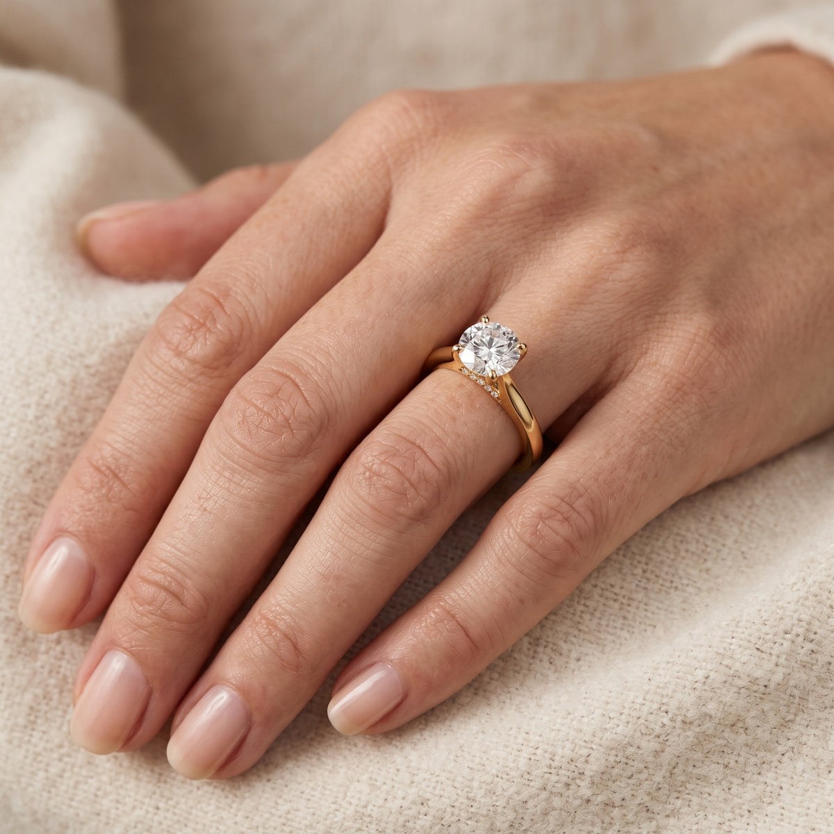 Sofia Cathedral Round Diamond Engagement Ring in Platinum - lifestyle.jpg