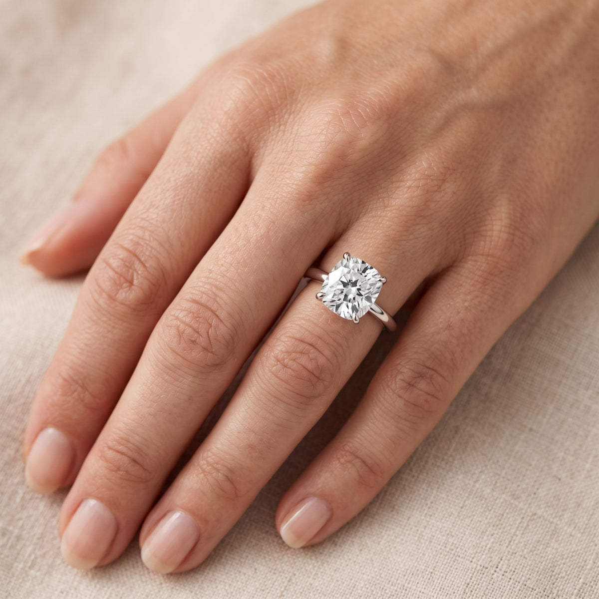 Charlotte Charm Cushion Diamond Solitaire Ring in Silver - lifestyle.jpg
