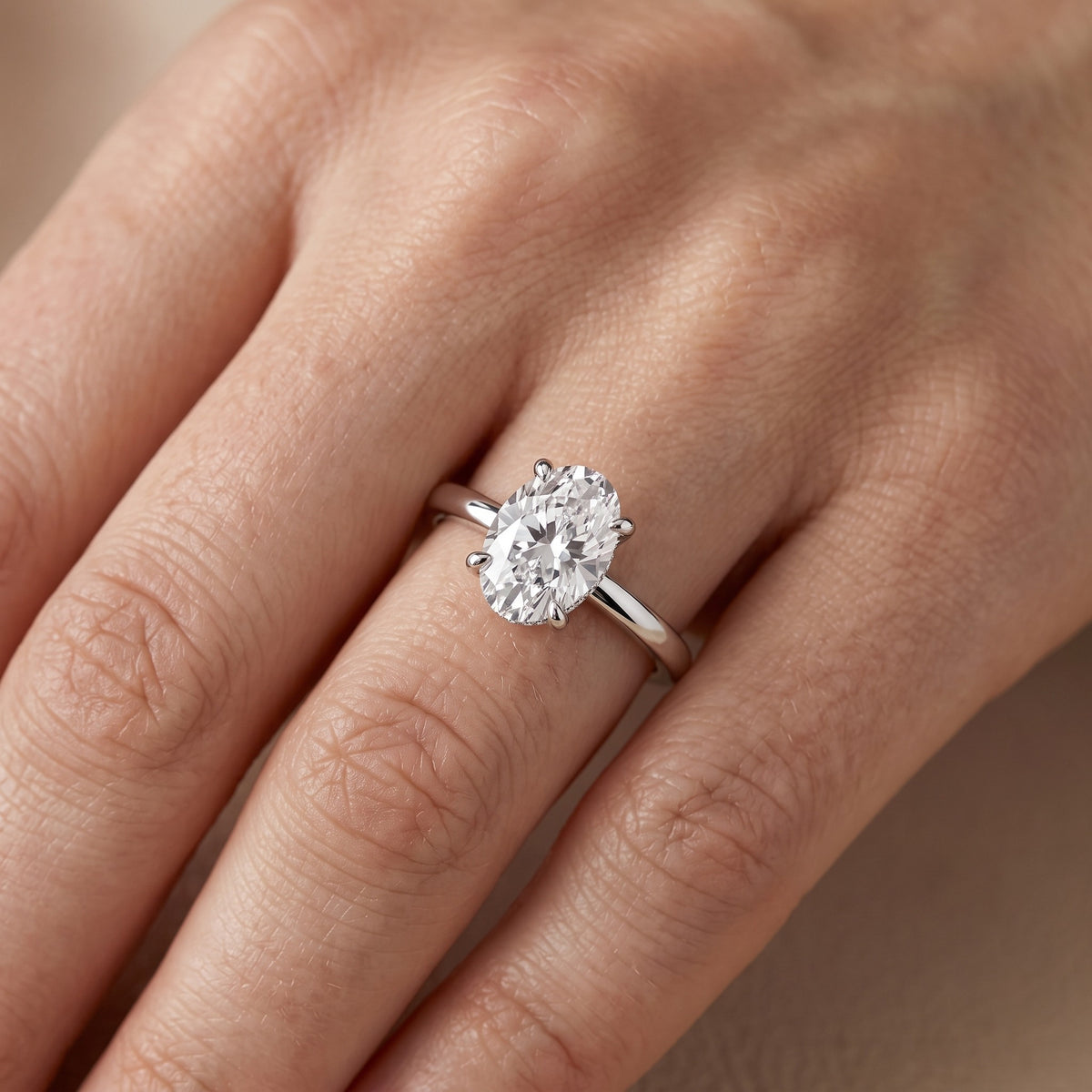 Charlotte Charm Solitaire Oval Diamond Engagement Ring in Platinum - lifestyle.jpg