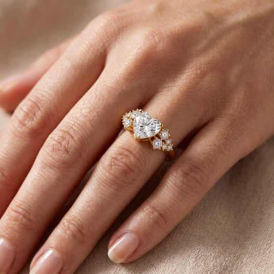 Azalea Cluster Heart Diamond Engagement Ring in Yellow Gold - lifestyle.jpg