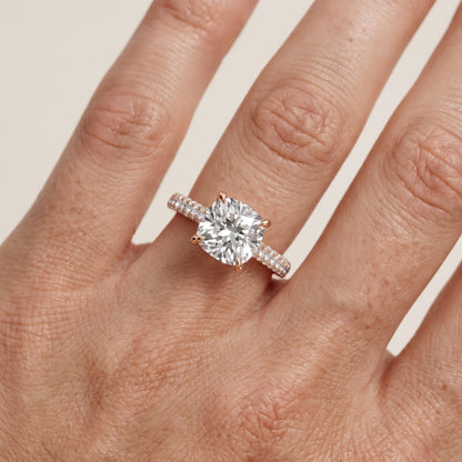 Della Hidden Halo Pavé Cushion Diamond Engagement Ring in Rose Gold - lifestyle.jpg