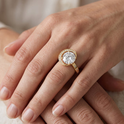 Aurelia Moon Halo Round Diamond Engagement Ring in Yellow Gold - lifestyle.jpg