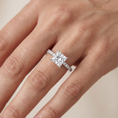 Aisha Pavé Solitaire Princess Diamond Engagement Ring in Silver - lifestyle.jpg