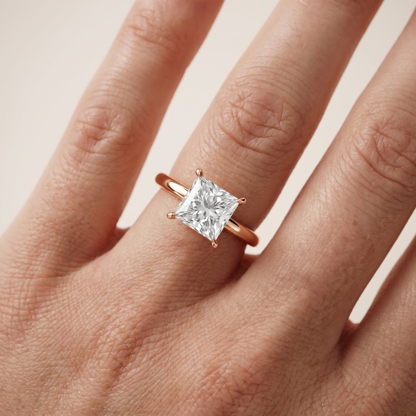 Lyla Petite Solitaire Princess Diamond Engagement Ring in Rose Gold - lifestyle.jpg