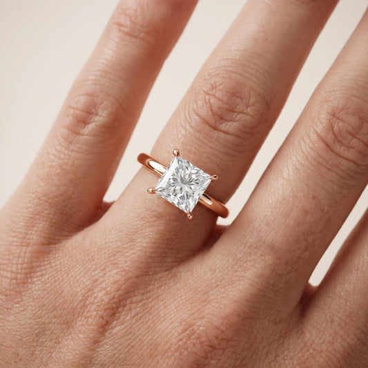 Lyla Petite Solitaire Princess Diamond Engagement Ring in Rose Gold - lifestyle.jpg
