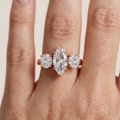 Esme Three-Stone Tapered Marquise Diamond Ring in Rose Gold - lifestyle.jpg