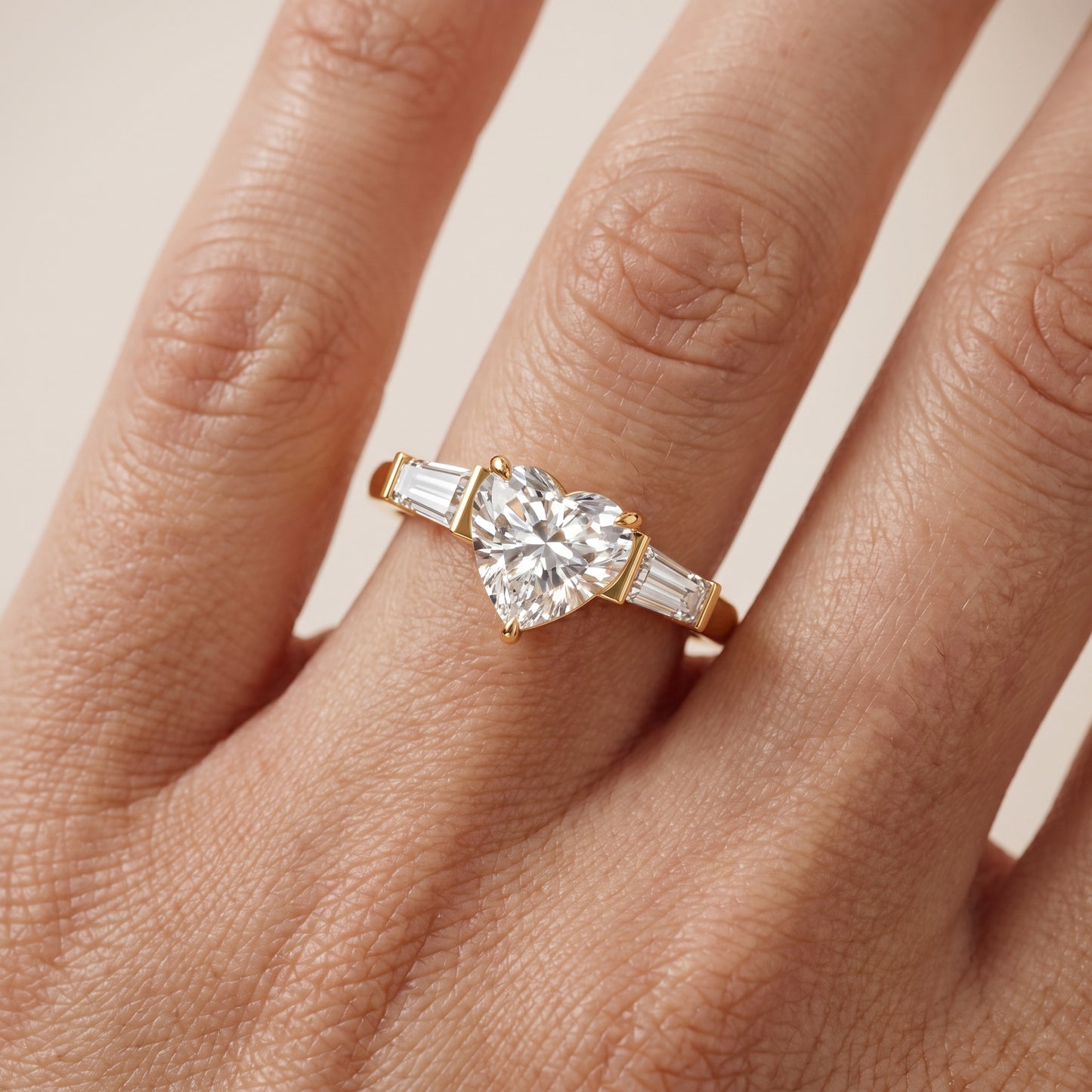 Zelda Tapered Baguette Heart Diamond Engagement Ring in Yellow Gold - lifestyle.jpg