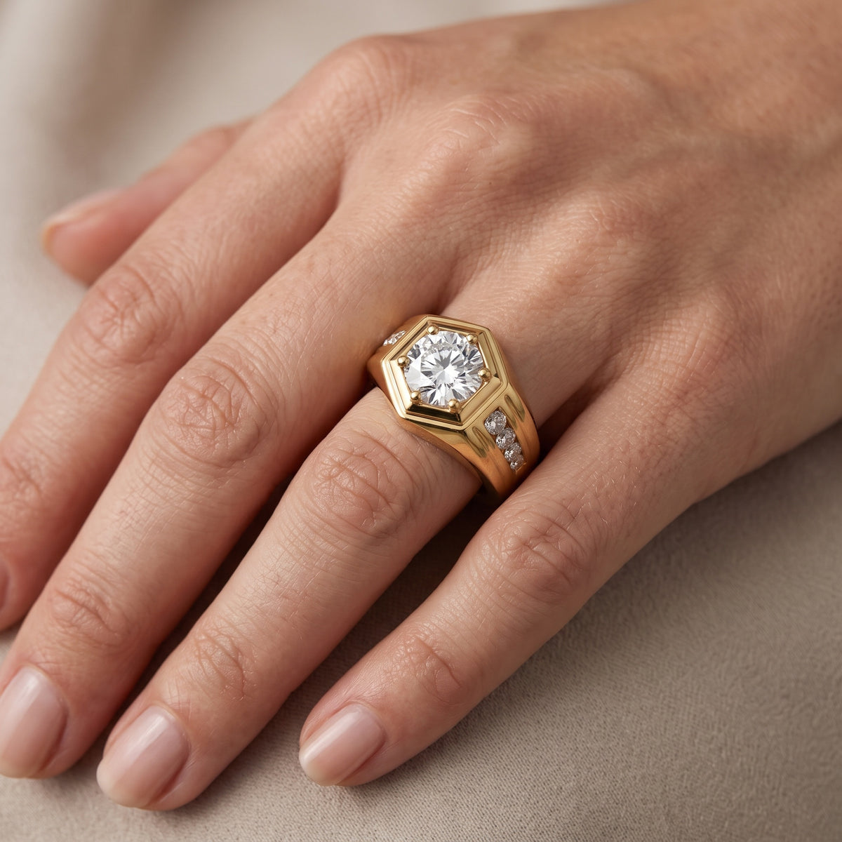 Cody Statement Channel Set Round Diamond Engagement Ring in Rose Gold - lifestyle.jpg