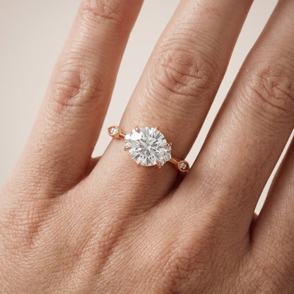 Naomi Vintage Milgrain Round Diamond Engagement Ring in Rose Gold - lifestyle.jpg