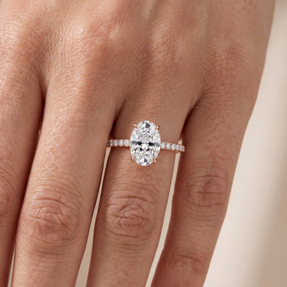 Ione Solitaire Pavé Oval Diamond Engagement Ring in Rose Gold - lifestyle.jpg