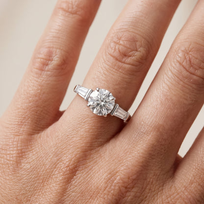 Layla Tapered Baguette Round Diamond Ring in Platinum - lifestyle.jpg