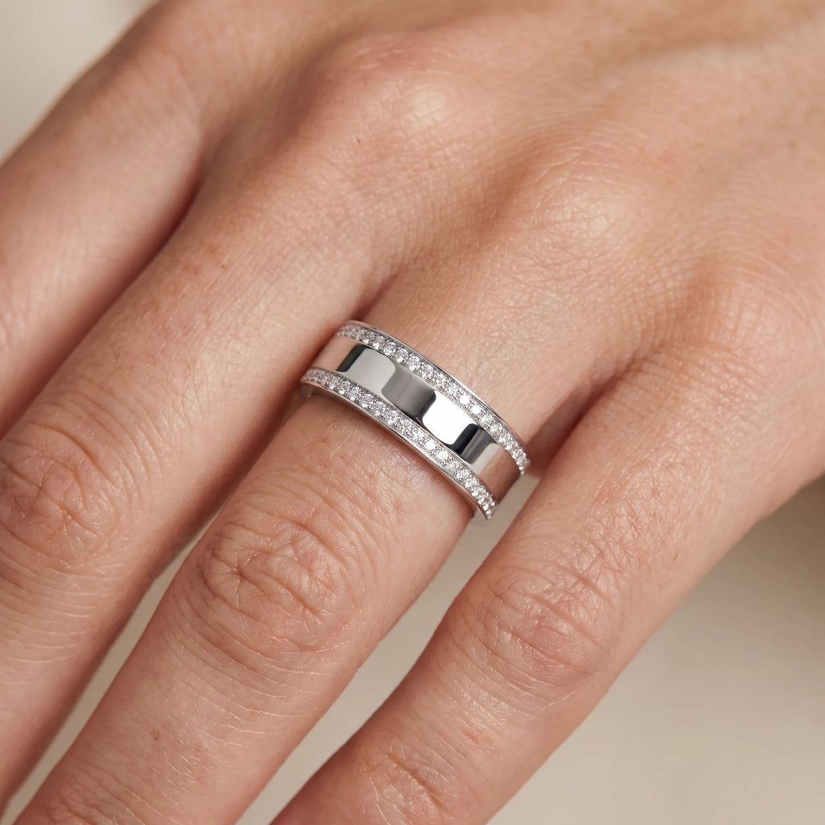 Ophelia Micropavé Round Diamond Eternity Band in Silver - lifestyle.jpg