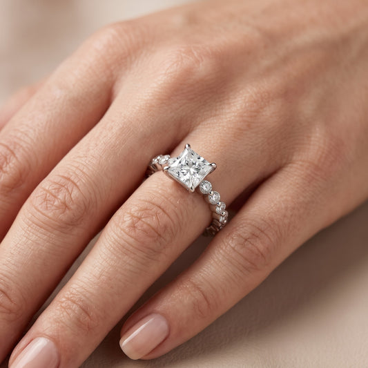 Piper Sidestone Princess Diamond Engagement Ring in Platinum - lifestyle.jpg