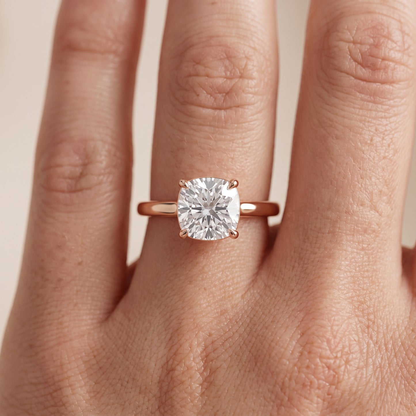 Sadie Cathedral Solitaire Cushion Diamond Ring in Rose Gold - lifestyle.jpg