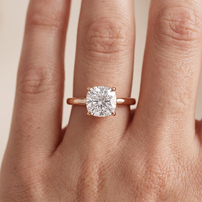 Sadie Cathedral Solitaire Cushion Diamond Ring in Rose Gold - lifestyle.jpg